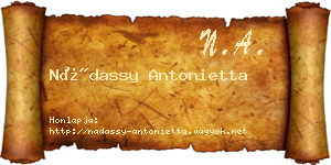 Nádassy Antonietta névjegykártya